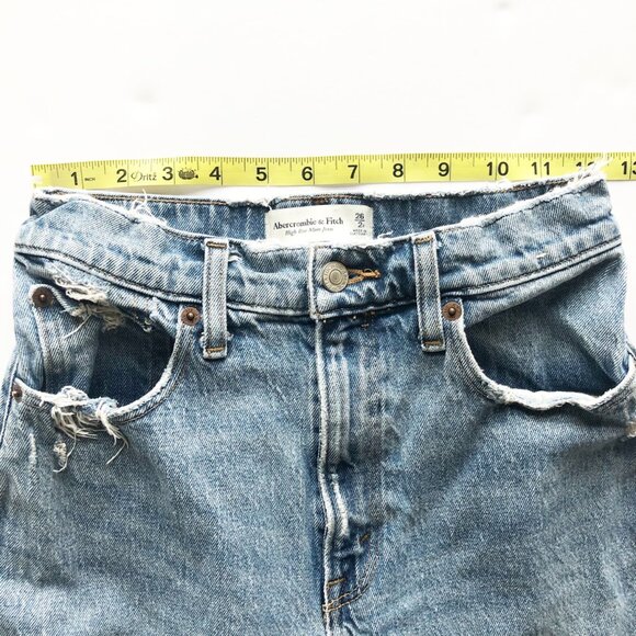 ABERCROMBIE High Rise Mom Jeans Ripped Distressed Straight Leg Womens 26 - Picture 9 of 11